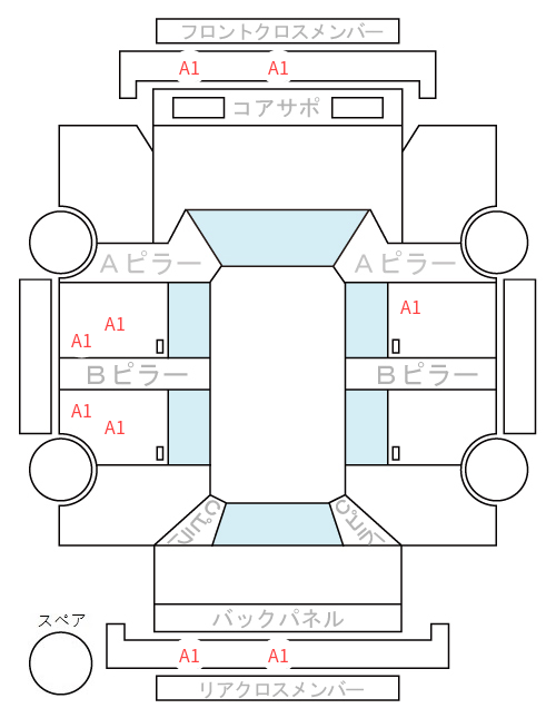 Body condition diagram (damage marks, Japanese labels)