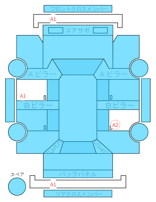 Body condition diagram (damage marks, Japanese labels)