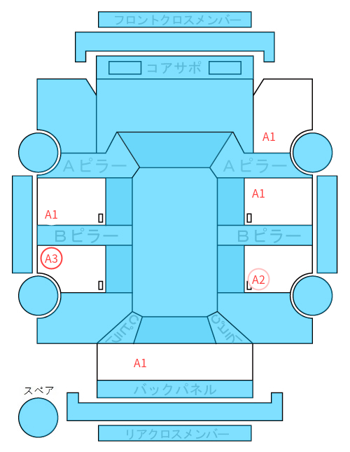 Body condition diagram (damage marks, Japanese labels)