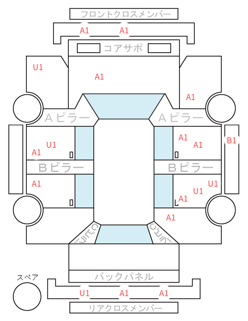 Body condition diagram (damage marks, Japanese labels)