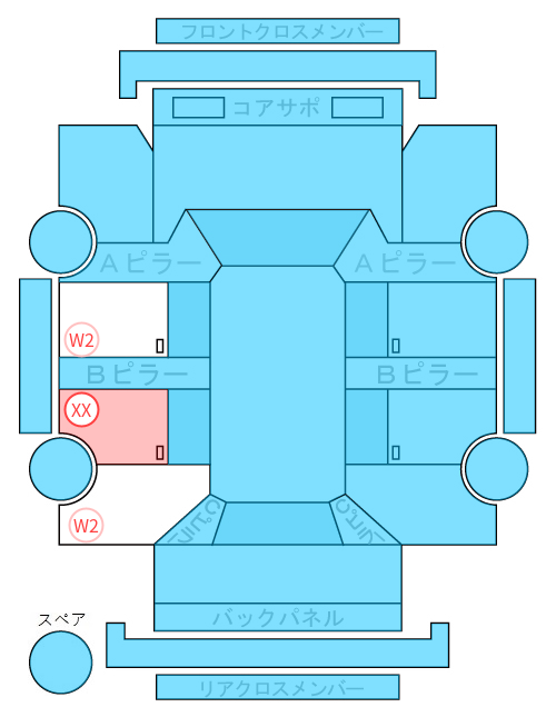 Body condition diagram (damage marks, Japanese labels)