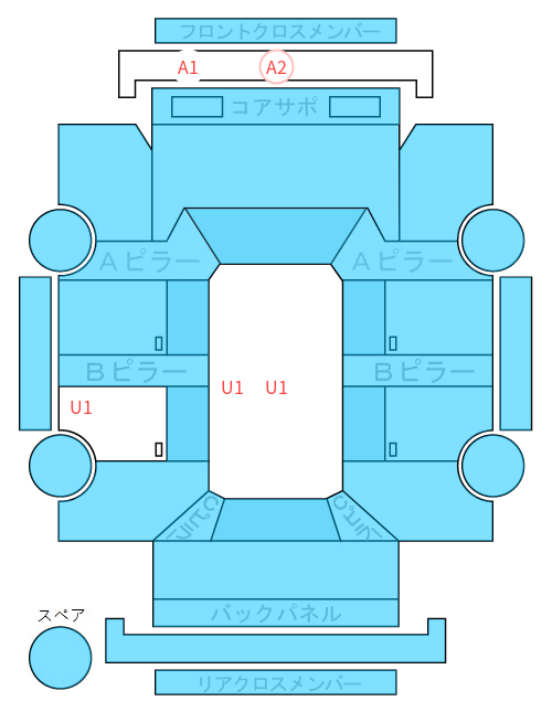 Body condition diagram (damage marks, Japanese labels)