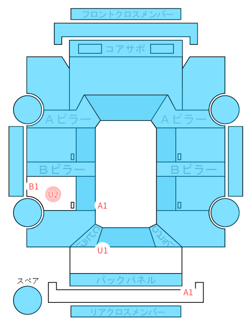 Body condition diagram (damage marks, Japanese labels)