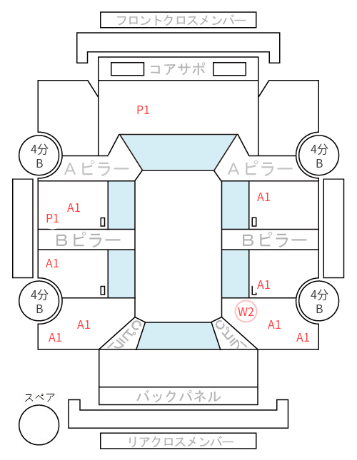 Body condition diagram (damage marks, Japanese labels)
