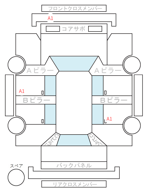 Body condition diagram (damage marks, Japanese labels)