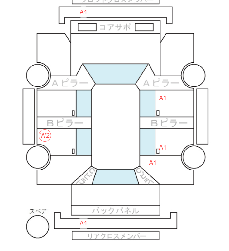 Body condition diagram (damage marks, Japanese labels)
