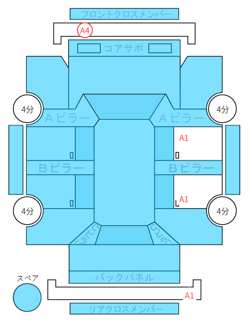 Body condition diagram (damage marks, Japanese labels)
