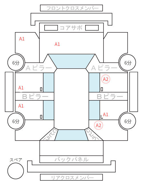 Body condition diagram (damage marks, Japanese labels)