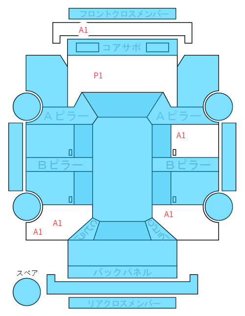 Body condition diagram (damage marks, Japanese labels)