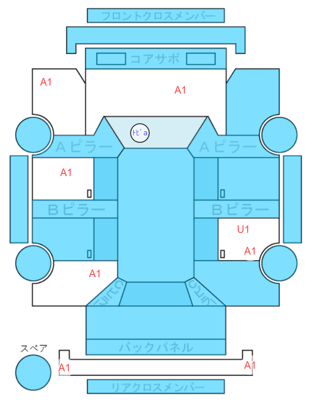 Body condition diagram (damage marks, Japanese labels)