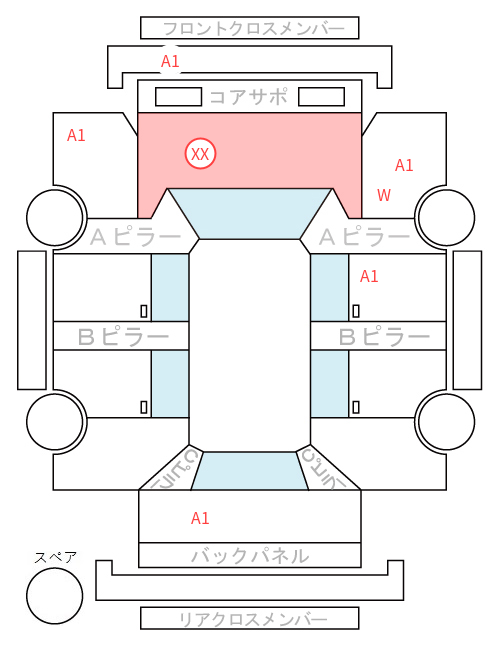 Body condition diagram (damage marks, Japanese labels)