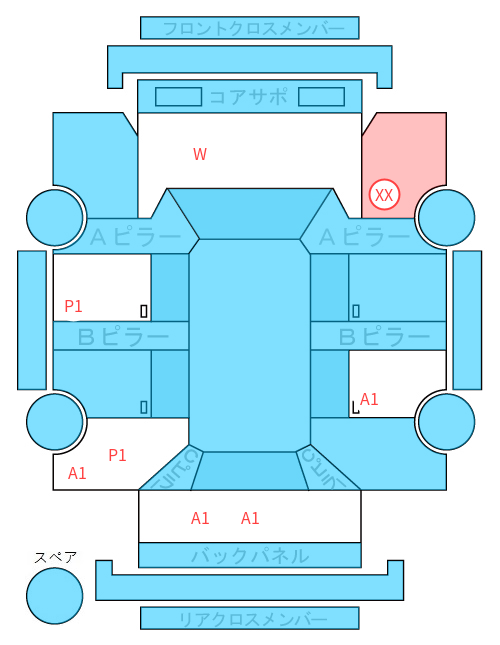 Body condition diagram (damage marks, Japanese labels)