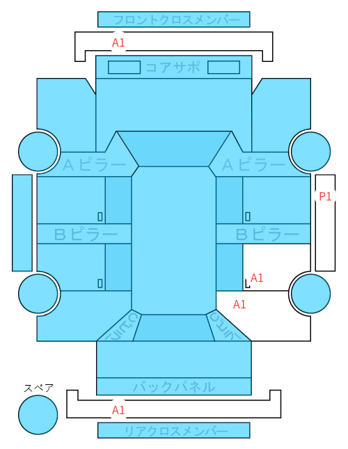 Body condition diagram (damage marks, Japanese labels)