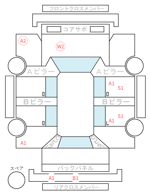 Body condition diagram (damage marks, Japanese labels)