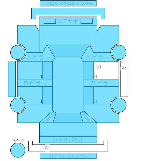 Body condition diagram (damage marks, Japanese labels)