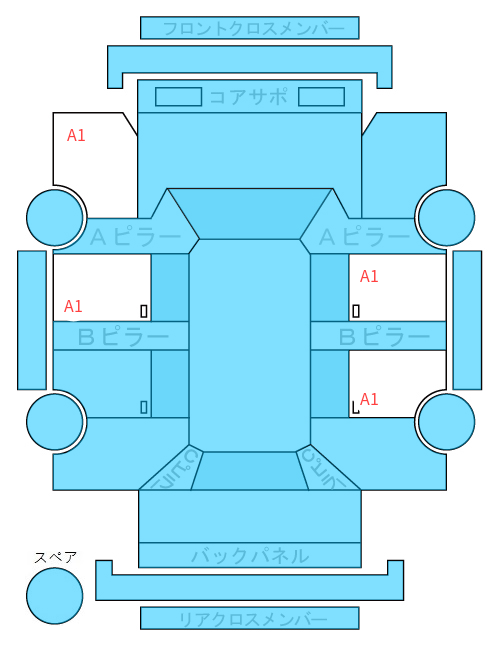 Body condition diagram (damage marks, Japanese labels)