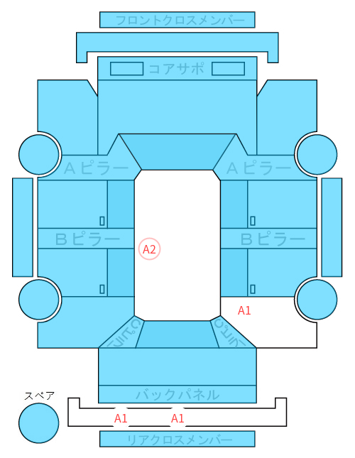 Body condition diagram (damage marks, Japanese labels)