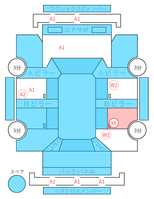 Body condition diagram (damage marks, Japanese labels)