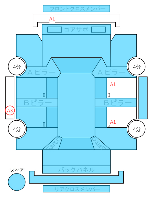 Body condition diagram (damage marks, Japanese labels)