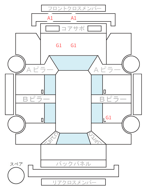 Body condition diagram (damage marks, Japanese labels)