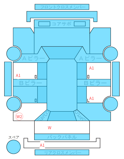 Body condition diagram (damage marks, Japanese labels)