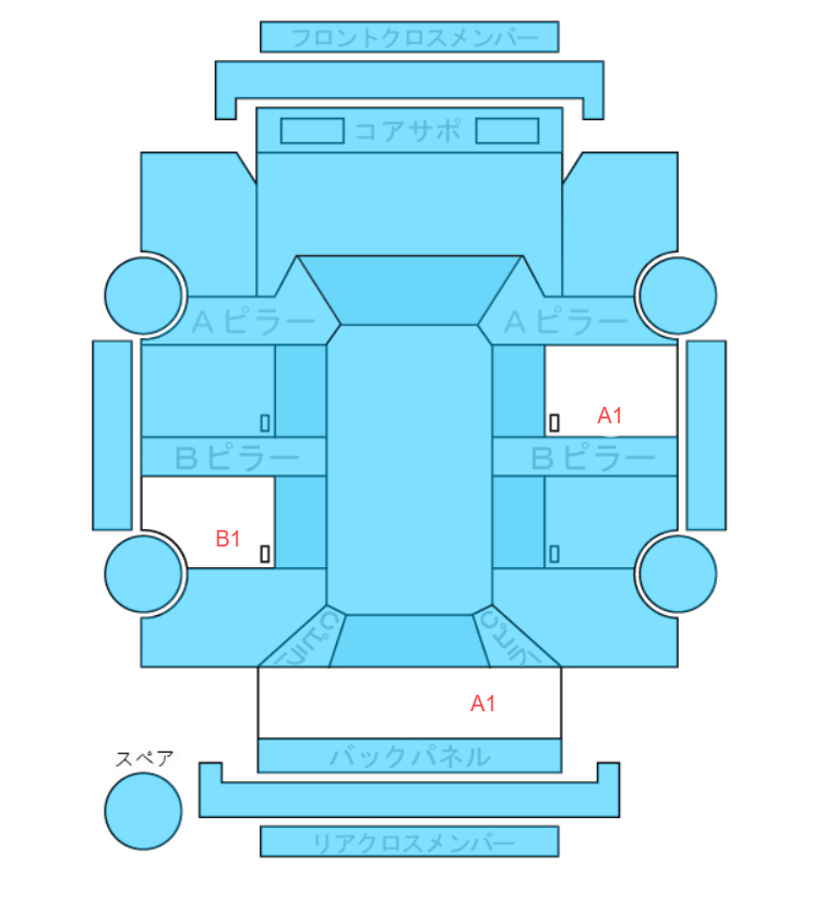 Body condition diagram (damage marks, Japanese labels)