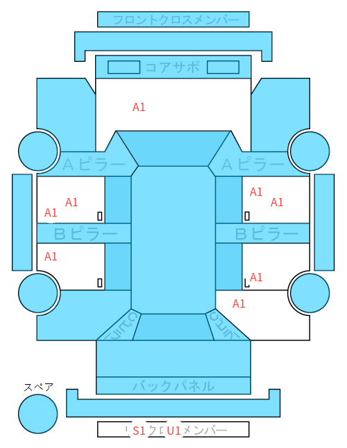 Body condition diagram (damage marks, Japanese labels)