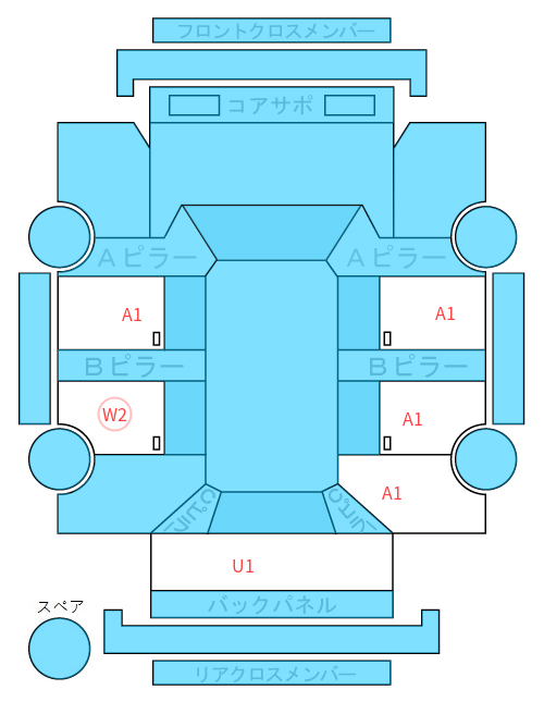 Body condition diagram (damage marks, Japanese labels)