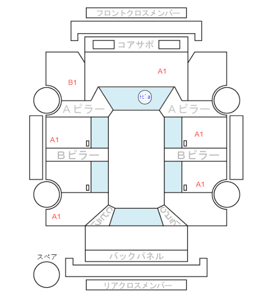 Body condition diagram (damage marks, Japanese labels)