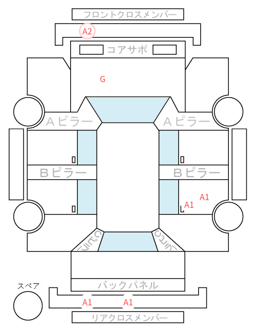 Body condition diagram (damage marks, Japanese labels)