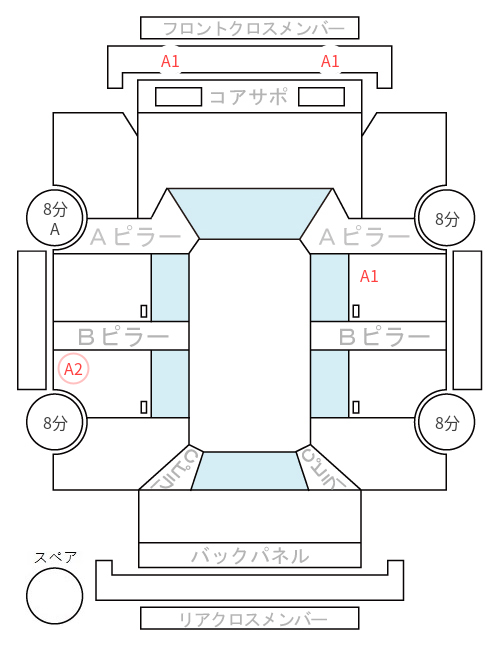 Body condition diagram (damage marks, Japanese labels)