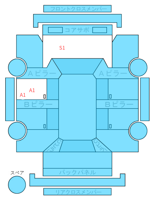 Body condition diagram (damage marks, Japanese labels)