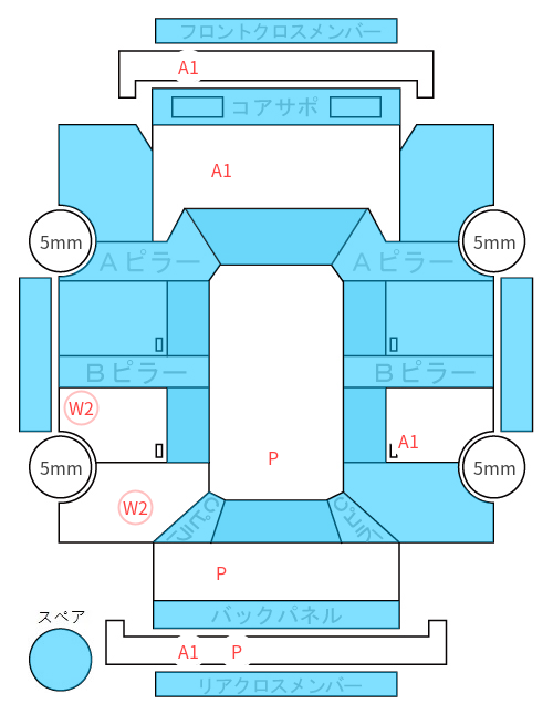 Body condition diagram (damage marks, Japanese labels)