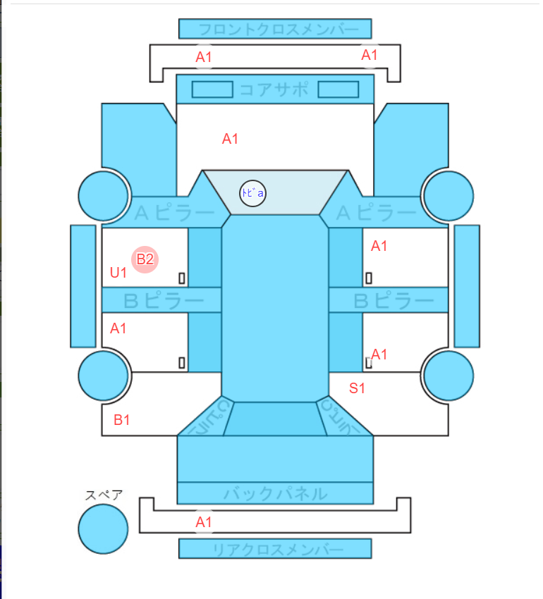 Body condition diagram (damage marks, Japanese labels)