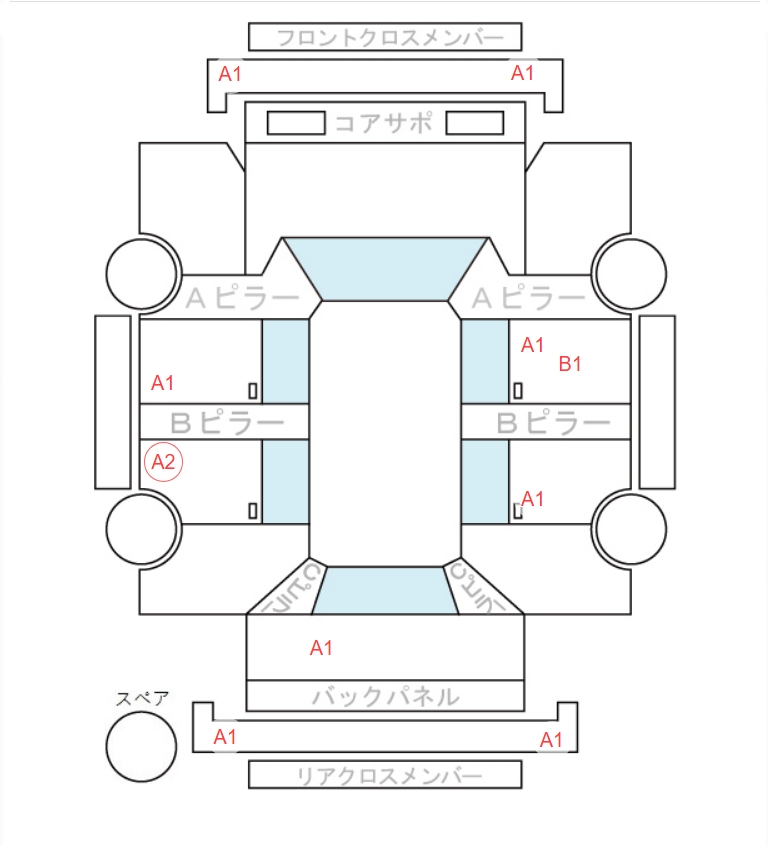 Body condition diagram (damage marks, Japanese labels)