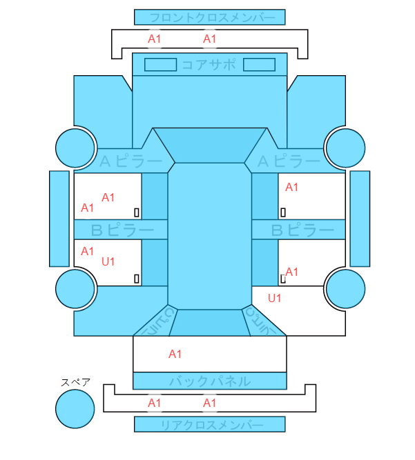 Body condition diagram (damage marks, Japanese labels)