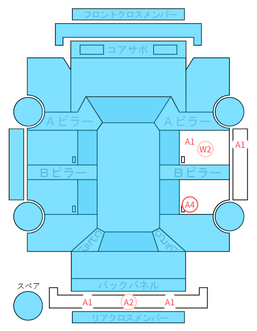 Body condition diagram (damage marks, Japanese labels)