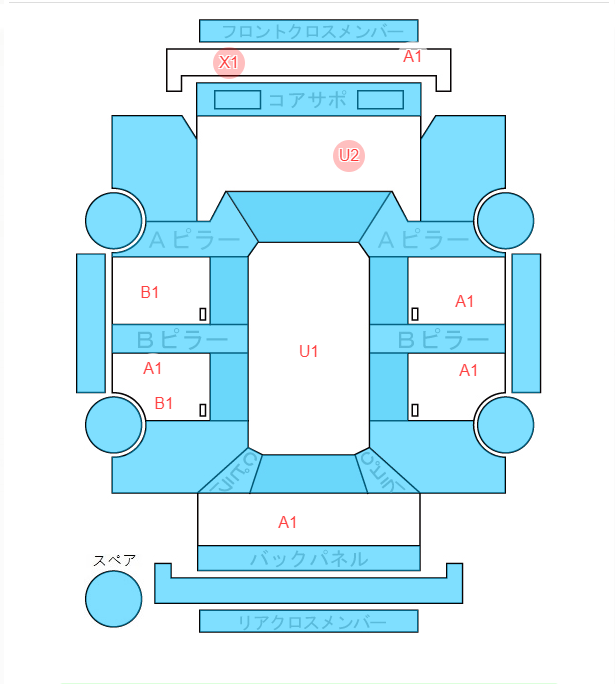 Body condition diagram (damage marks, Japanese labels)