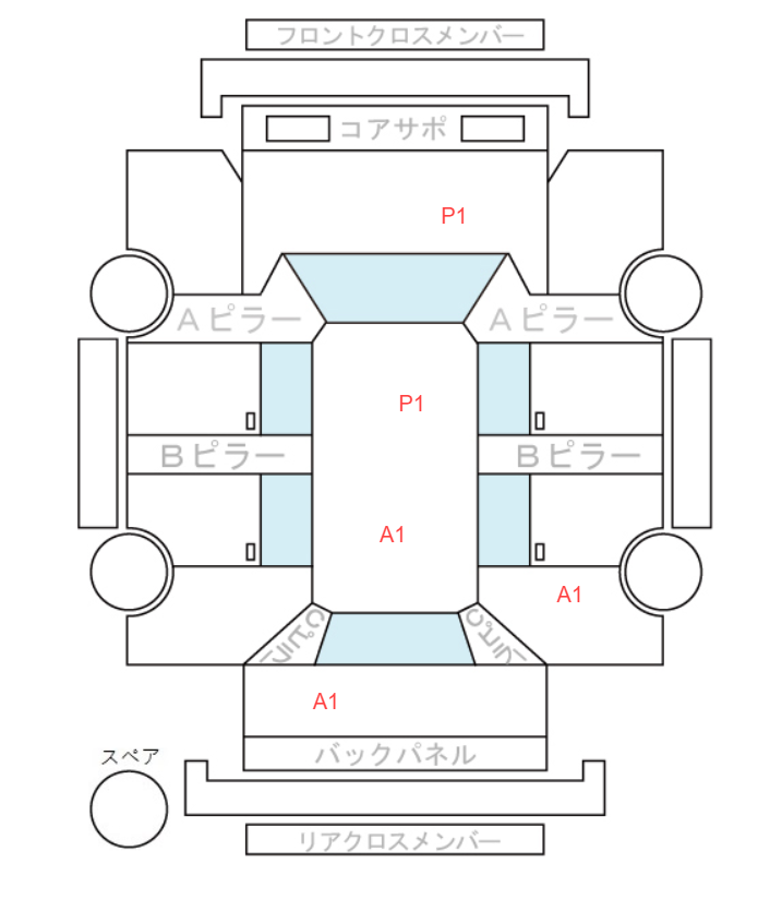 Body condition diagram (damage marks, Japanese labels)