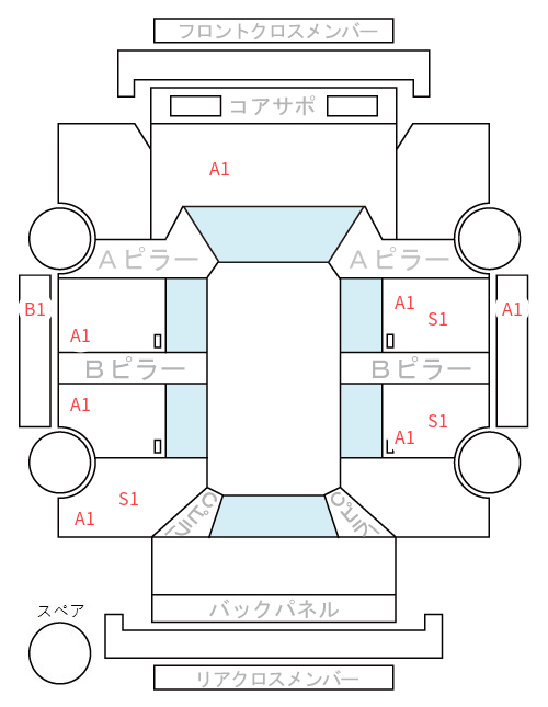 Body condition diagram (damage marks, Japanese labels)
