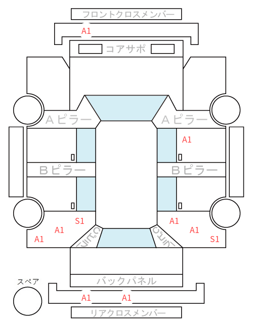 Body condition diagram (damage marks, Japanese labels)