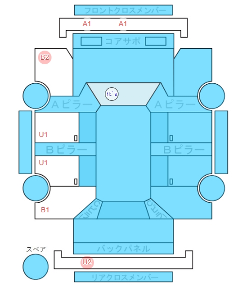 Body condition diagram (damage marks, Japanese labels)