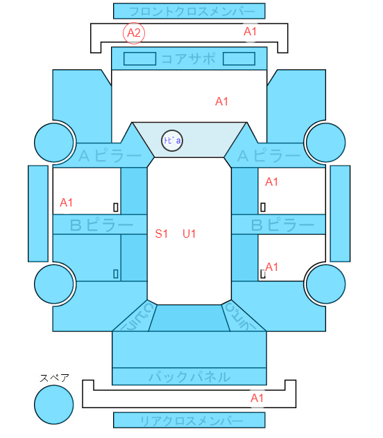 Body condition diagram (damage marks, Japanese labels)