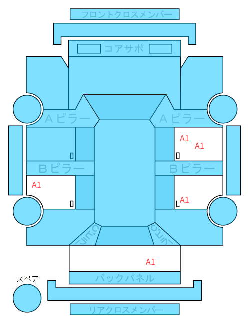 Body condition diagram (damage marks, Japanese labels)