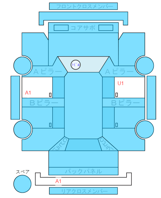 Body condition diagram (damage marks, Japanese labels)