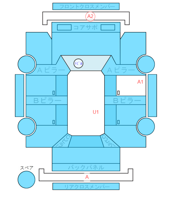 Body condition diagram (damage marks, Japanese labels)