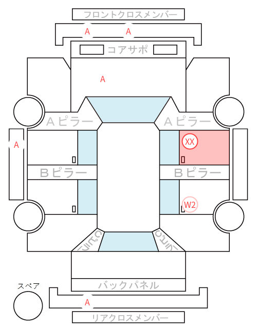 Body condition diagram (damage marks, Japanese labels)