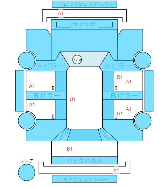 Body condition diagram (damage marks, Japanese labels)