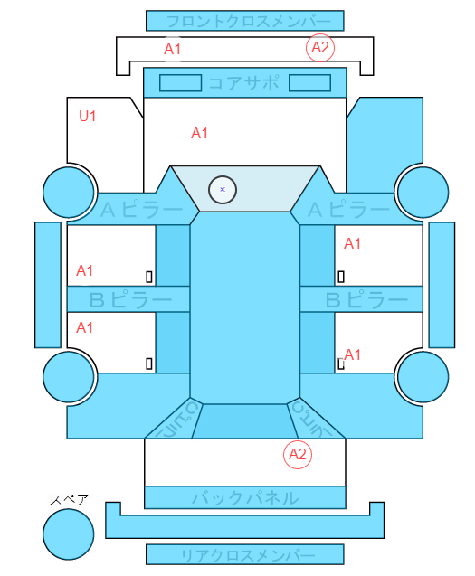 Body condition diagram (damage marks, Japanese labels)