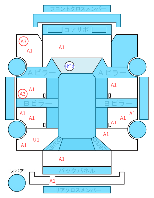 Body condition diagram (damage marks, Japanese labels)